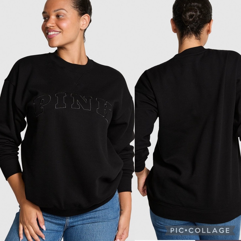 PINK Victoria's Secret Black Crew Neck Sweater - Picture 1 of 1